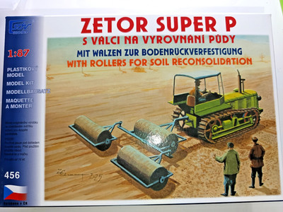 SDV 456 Zetor Super P Kettenschleppermit Walzen,  Plastikbausatz 1/87, H0