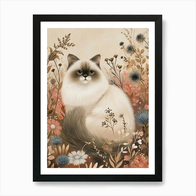 Himalaya Katze Japanische Illustration Gerahmtes Wandbild Poster Leinwanddruck Bild