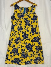 VTG Hilo Hattie Hawaiian Dress Women 12 Yellow Floral USA Made Tropical Vacation