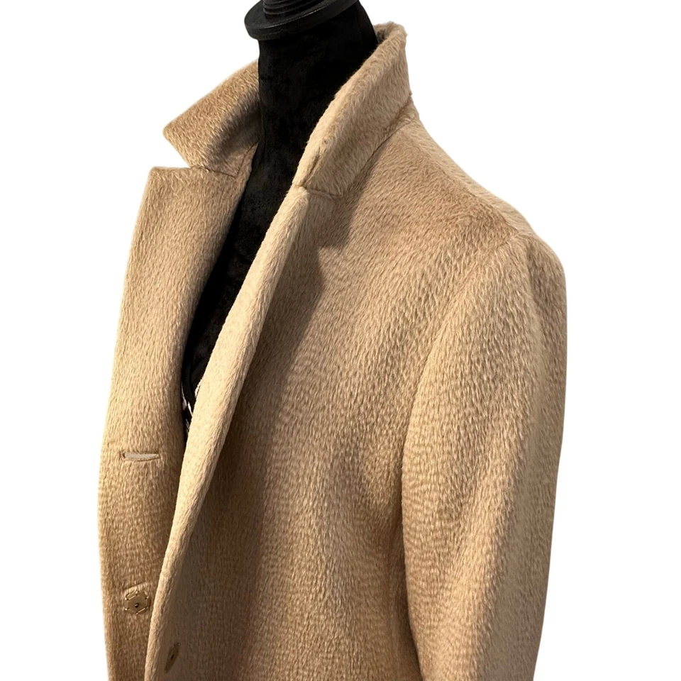 Abrigo Cinzia Rocca Mezcla Lana Alpaca Beige Largo Medio Hecho en Italia Talla 6 EE. UU./42 Foto 3 de 4
