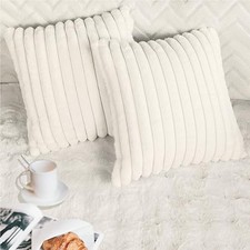 2 Pack Pillow Covers, 20x20 Faux Fur Square 20" x 20" Pack of 2 Ice Cream