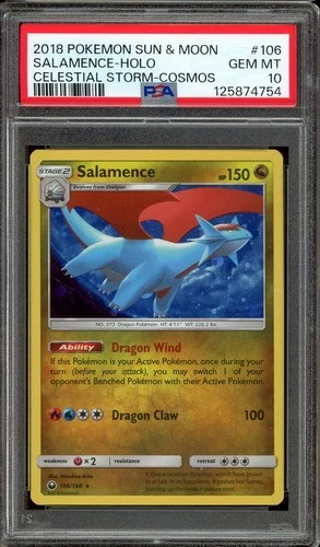 Pokemon TCG Sun Moon Celestial Storm #106 Salamence Cosmos PSA 10 Low Pop