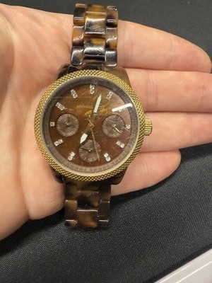 Michael Kors tortoise and  Gold Sparkling Watch date watch Michael Kors Tortoise Date Watch Rhinestones Rose Gold Metal  main image 3