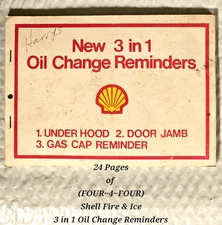 Vintage Shell Oil Fire & Ice 3-in-1 Oil Change Reminder Pad Gas Station Promo