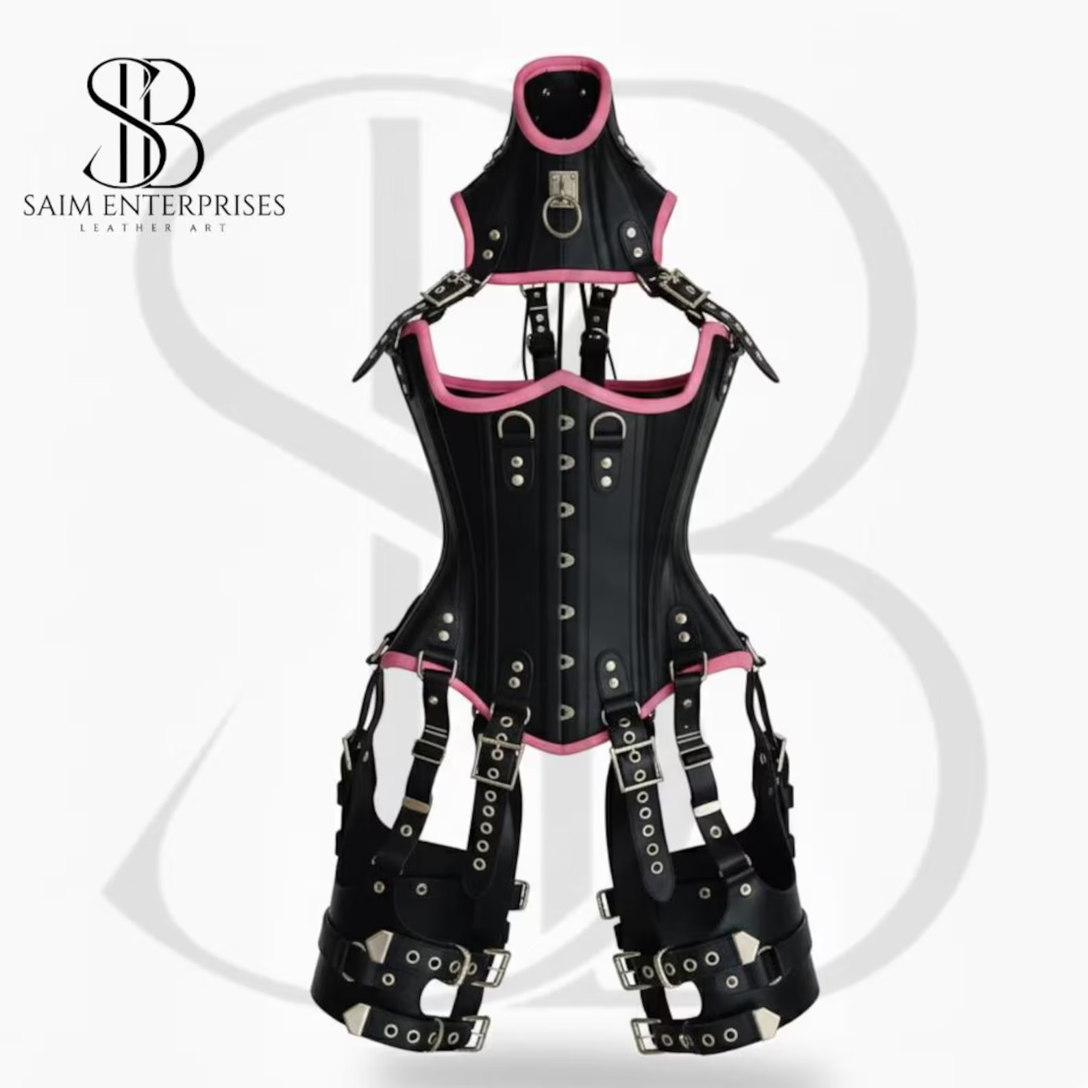 Real Leather Corset Over Bust Lace up Corset Steel Bones Leather bustier