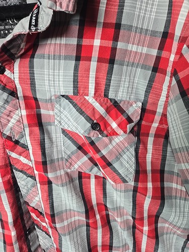 Hart And Huntington Men’s Red Plaid Short Sleeve Shirt Size XXL PRE-OWNED Y2K - Picture 3 of 5