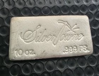 VINTAGE SILVERTOWNE - 10 OZ. SILVER POURED BAR .999 FINE