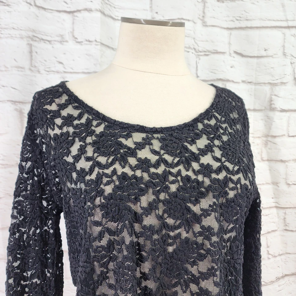 Top Decree Whimsigoth de encaje negro romance oscuro talla XL hada gótico puro delicado Foto 2 de 4