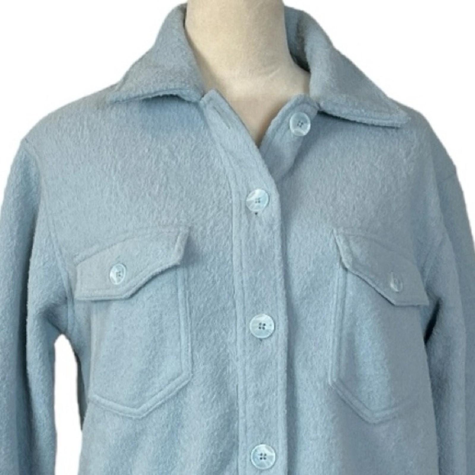 Joie Shacket Top Collared Button Down Pockets Blu… - image 6