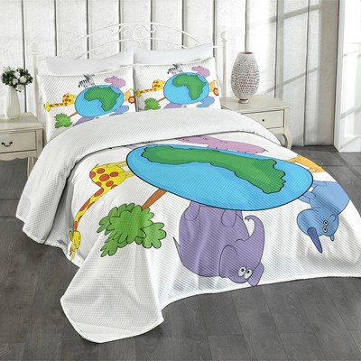 Zoo Tagesdecke Set Kontinent Fauna
