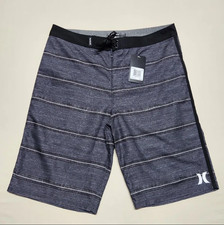 Hurley Men's Swim Boarding Shorts Size 29 Black/Grey Stripes Board Shorts