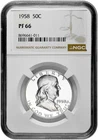 1958 50C Proof Silver Franklin Half Dollar NGC Graded PF 66 in New Holder