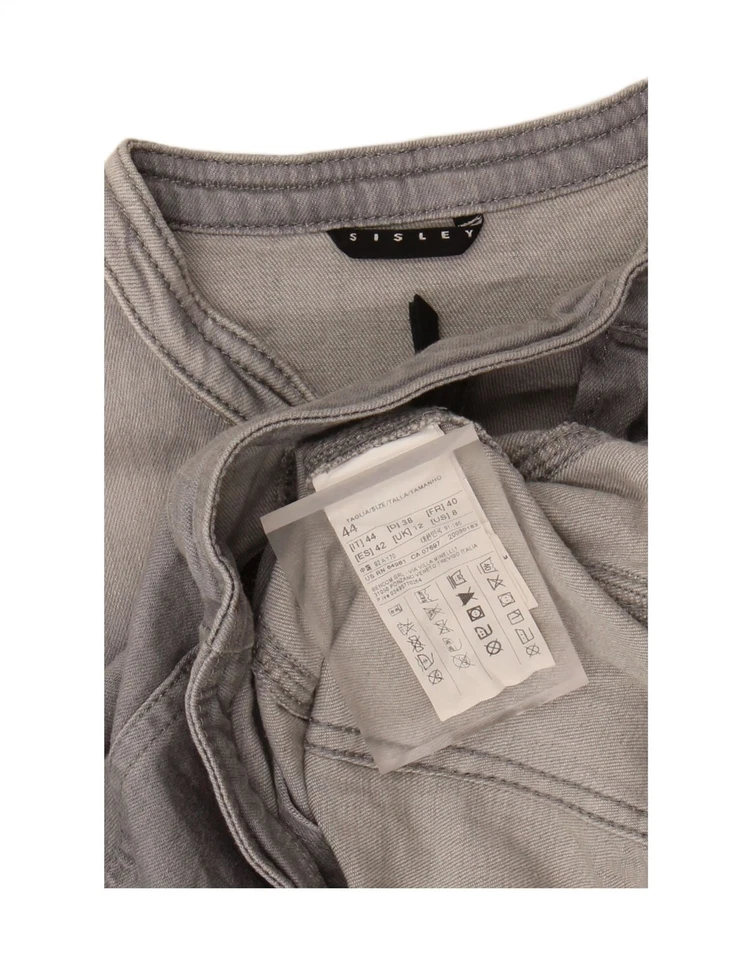 Chaqueta de mezclilla corta para mujer SISLEY UK 12 gris medio algodón DV24 Foto 3 de 3