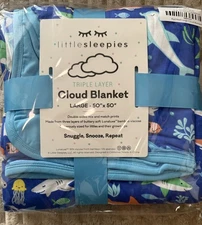 Little Sleepies Large Cloud Blanket Rad Reef/Sharks Bamboo NWT