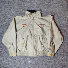 Vintgage Nascar Jacket Federated Auto Parts Size Large Borg Warner Racing Beige