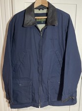 Giacca Timberland vintage uomo grande vestibilità rilassata blu navy Weathergear bordo pelle