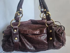 FRANCESCO BIASIA Leather Handbag Burgandy  Brown