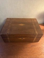 Antique 19th Century Inlaid Walnut Marquetry Box Victorian Jewellery Writing
