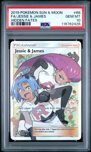 Jesse And James Full Art Trainer Card 68/68 Hidden Fates PSA 10
