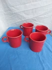 Fiesta Ware Coffee Mugs Ring Handle Homer Laughlin HLC USA Cups Set Of 4 Red