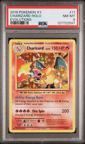 2016 Pokemon XY Evolutions Charizard-Holo #11 NM-MT PSA 8 Evolutions Holo Rare