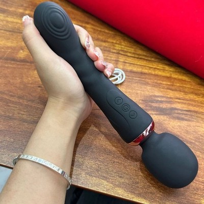 Double Delight Wand Massager Personal Massager with Powerful Vibration - Black
