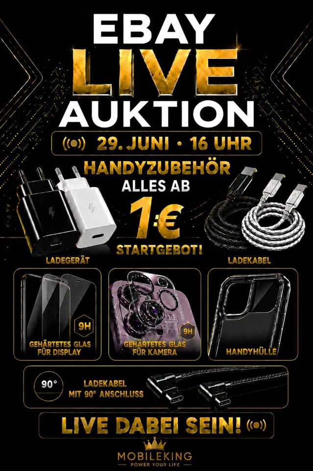 Alles ab 1€ live Auktionen: iPhone,  Samsung, Huawei, Xiaomi Handyzubehör