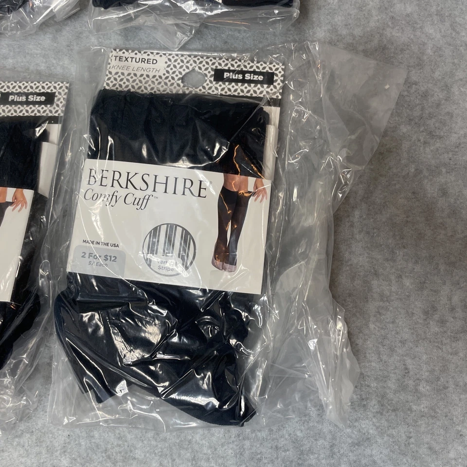 Lote de 10 calcetines de vestir Berkshire cómodos puños para mujer azul marino talla grande a rayas Foto 4 de 4