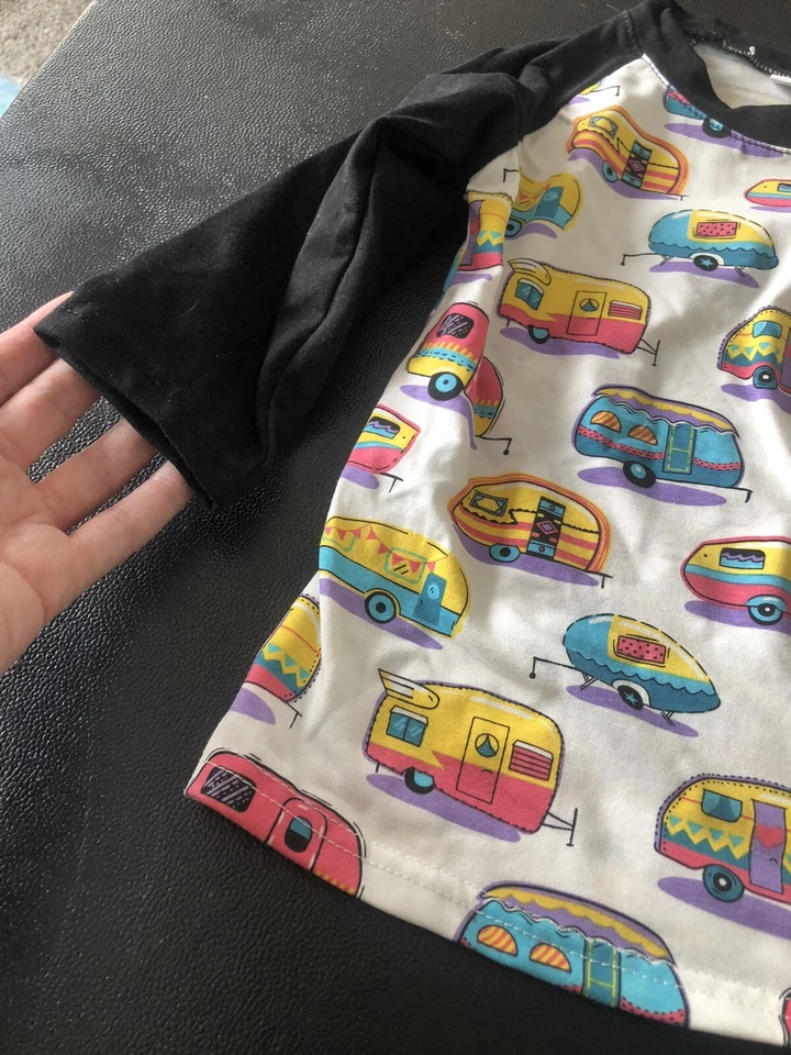 男孩精品手工 Raglan 袖复古拖车衬衫 Airstream 尺寸 4T — 第 3/4 张图片