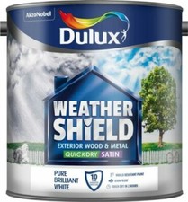Dulux Weather Shield Quick Dry Satin Paint, 2.5L - Pure Brilliant White