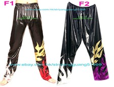 Unisex Shiny Metallic Flame Wrestling Pants Trousers Unisex Tights/Pants F1117