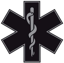 5 Inch Reflective Black Subdued Star Of Life EMS EMT Paramedic Vinyl Sticker