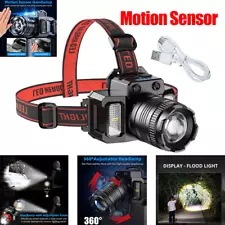 Brightest 9900000LM Rechargeable Headlamp Powerful Zoomable Headlight Flashlight