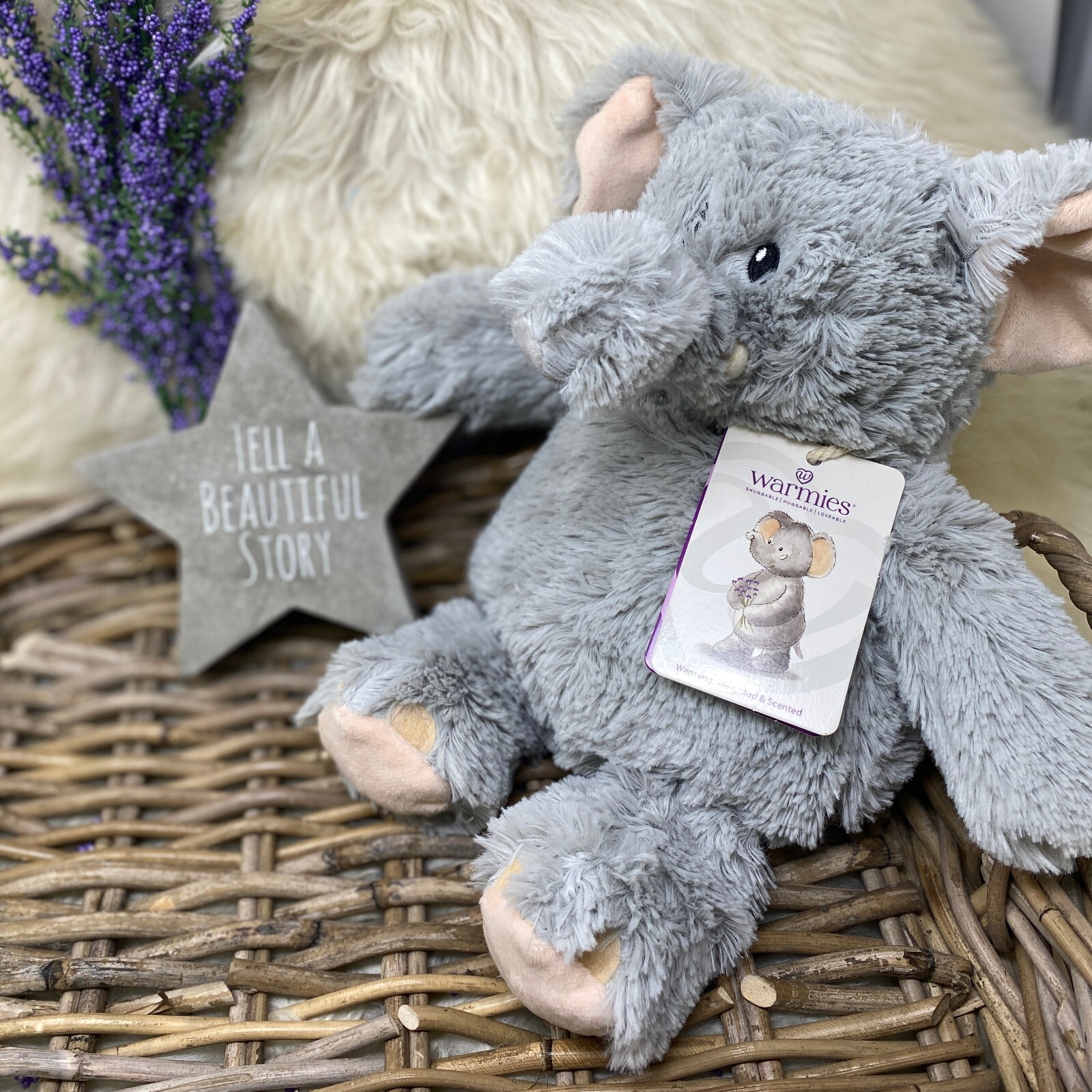Warmies Cozy Plush ELEPHANT Fully Microwavable Lavender Scented Toy