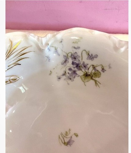 TARASCON Haviland VEGETABLE BOWL Oval, Purple Violets, Scalloped Schleiger 452 - Picture 6 of 22