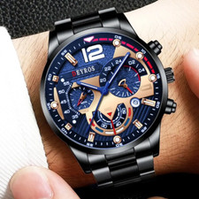 Luxury Men's Stainless Steel Quartz Watch with Calendar and Luminous Features