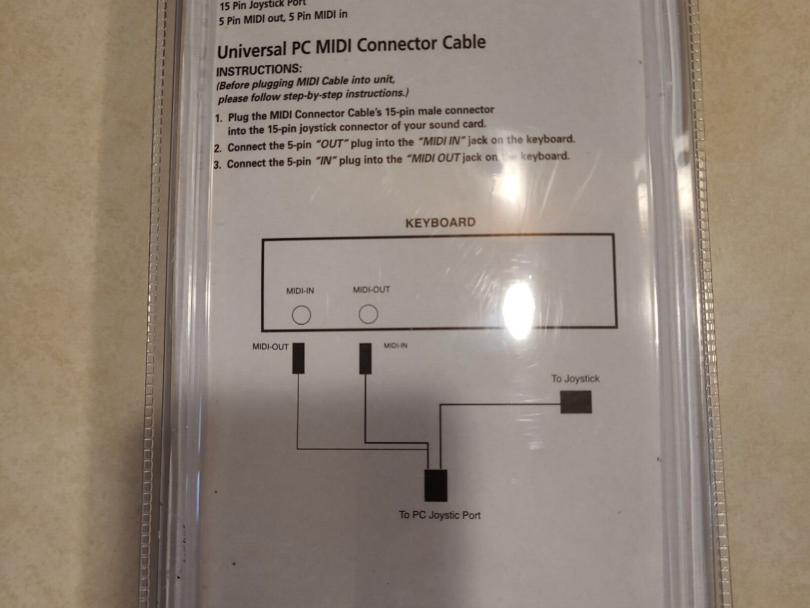 New MMcable Casio Universal PC MIDI Connector Cable to Joystick Keyboards 