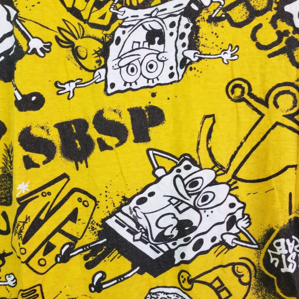 Camiseta gráfica Nickelodeon Boy talla 14/16 amarilla Bob Esponja pantalones cuadrados Foto 3 de 4