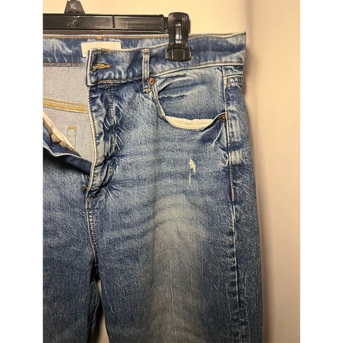 Pantalones de mezclilla recortados de cintura alta para mujer LOFT talla 12 azules desgastados calce relajado - Imagen 8 de 11