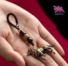 Solid Brass Dog Golden Retriever Keychain Rope Pendant