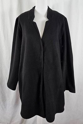 New Vera Moda Womens Coat Solid Black Snaps Fleece-Like Recycled Polyester 20