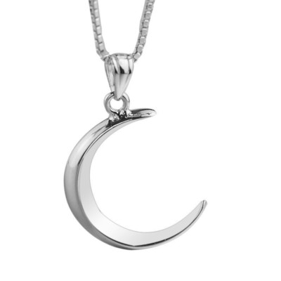 Women Girl 925 Sterling Silver Crescent Moon Pendant 18