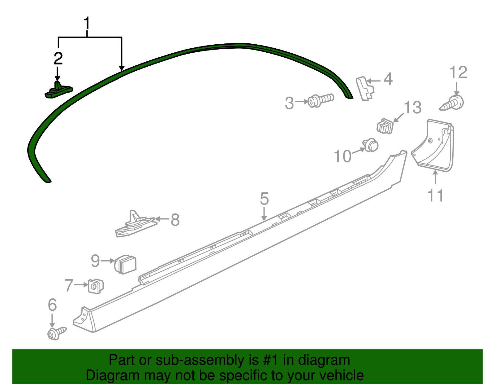 Genuine Front and Rear Driver Side Door Opening Frame Reveal Molding