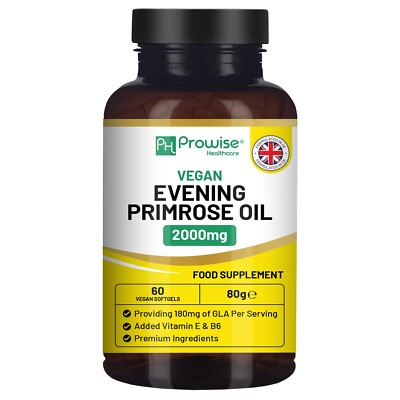 Veganes Nachtkerzenöl 2000mg mit Vitamin E & B6 - 60 vegane Weichkapseln