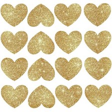 72 Pcs Love Heart Wall Decals Removable DIY Gold Glitter Love Heart Wall Deca...