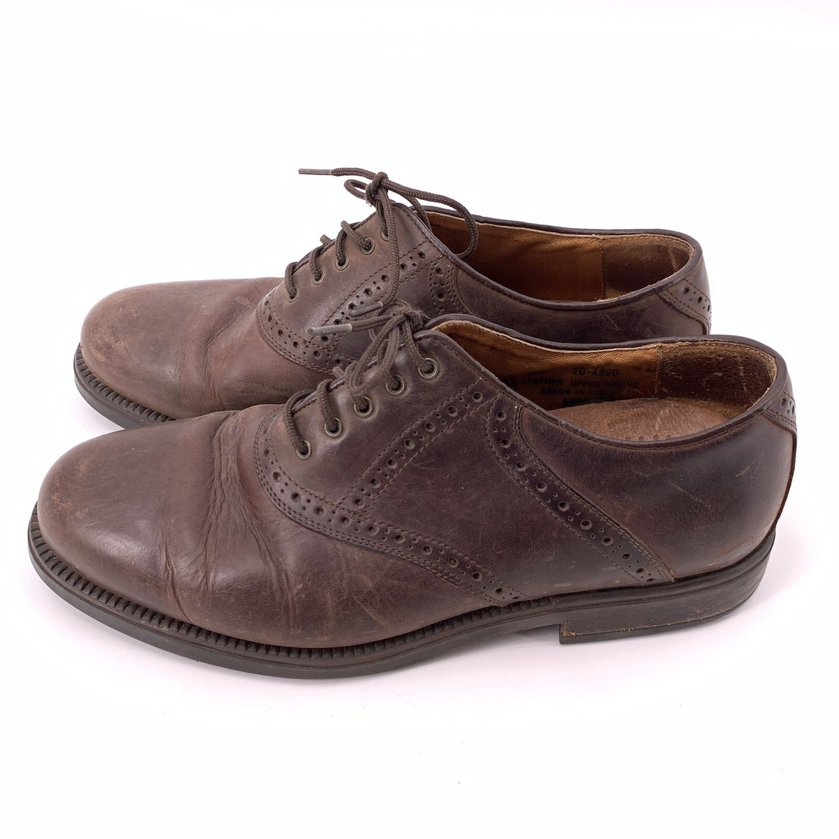Johnston & Murphy Passport Saddle Oxford Mens 10W Brown Leather Brogue Italy Johnston Murphy Passport Saddle Oxford Brown Leather Shoes  main image 2