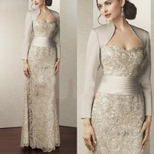Lace Mother of The Bridal Dresses with Jacket Long Sleeves Satin Women Gowns