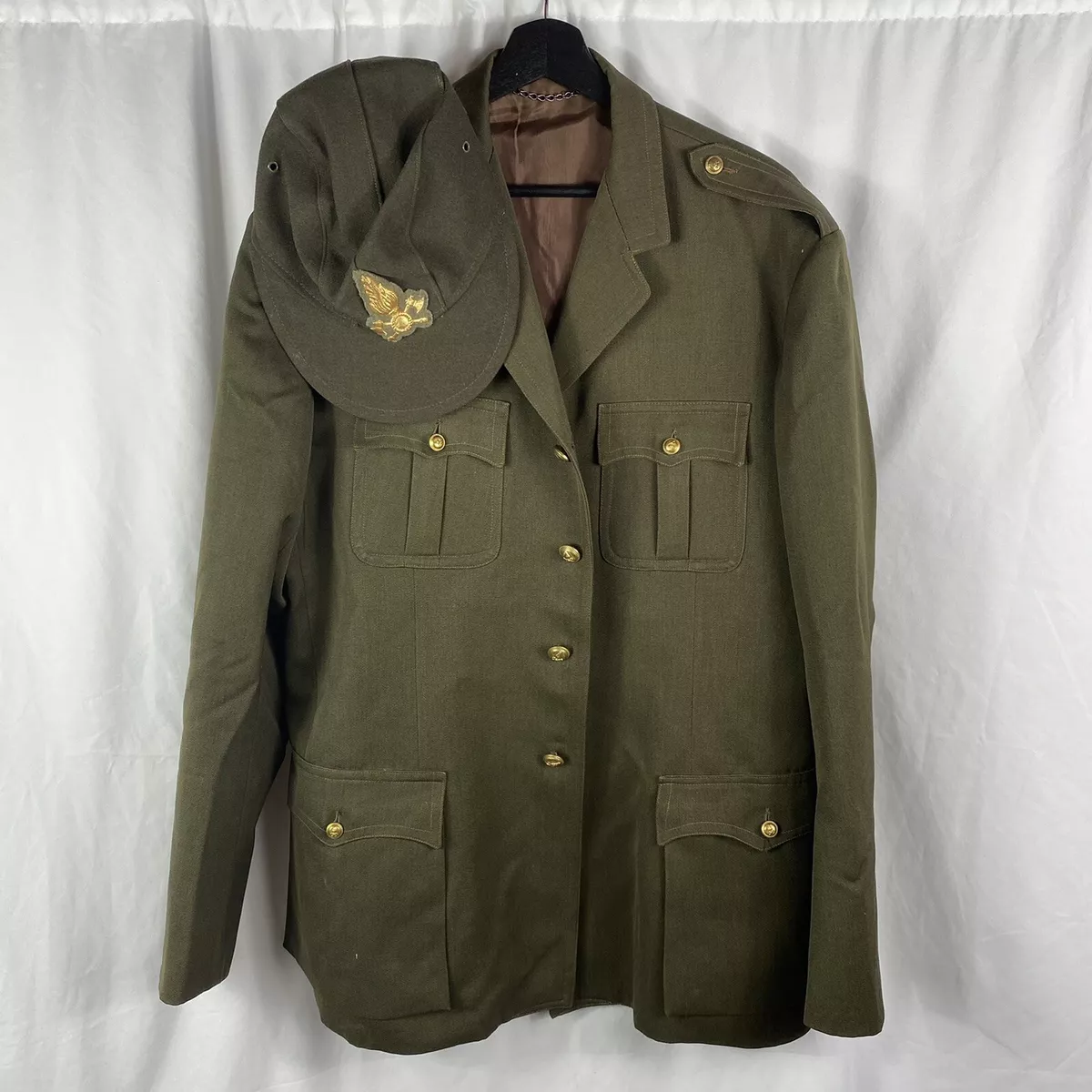 Vintage Rome Tailored Italian Fireman Uniform & Hat Wwii 1950s