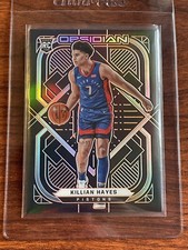 KILLIAN HAYES #’d /50 - 2020-21 Panini Obsidian Orange Etch Rookie #176 Pistons
