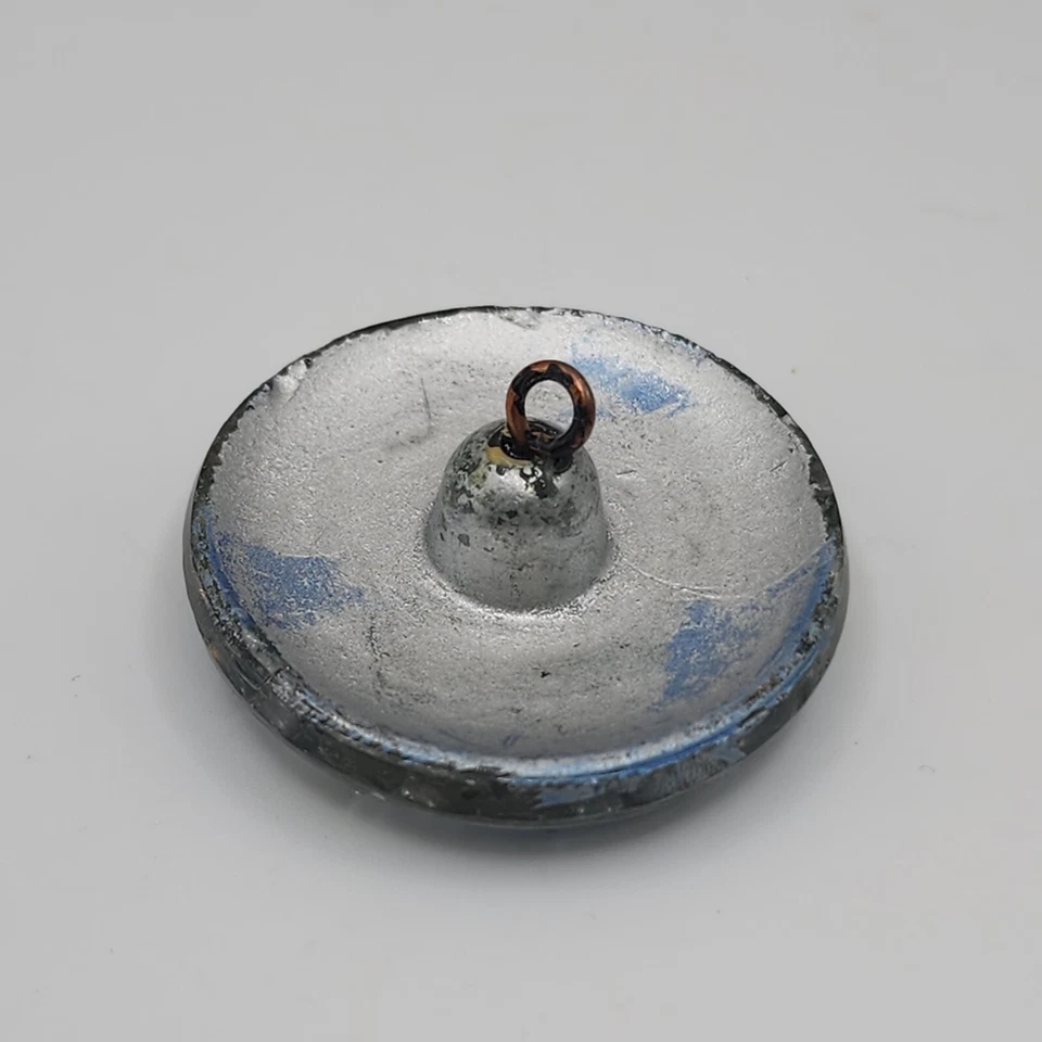 Vintage Czech Glass Light Blue Green Gold Tone Swirl Shank Round Silver Tone Art - Image 4 of 4